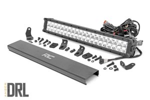 LED Light Bar - Rough Country - Dual Row, Amber DRL, 20 Inch - Chrome